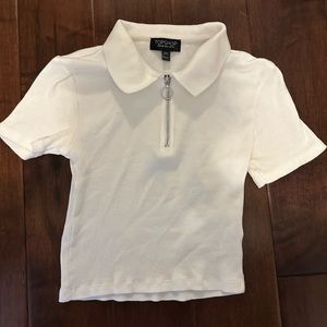 White collar cropped shirt